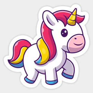 Cute Unicorn Walking Cartoon Sticker